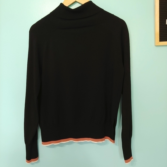 Aritzia Wilfred Free Black Turtleneck Pink Stripe Hem, XS - Picture 5 of 10